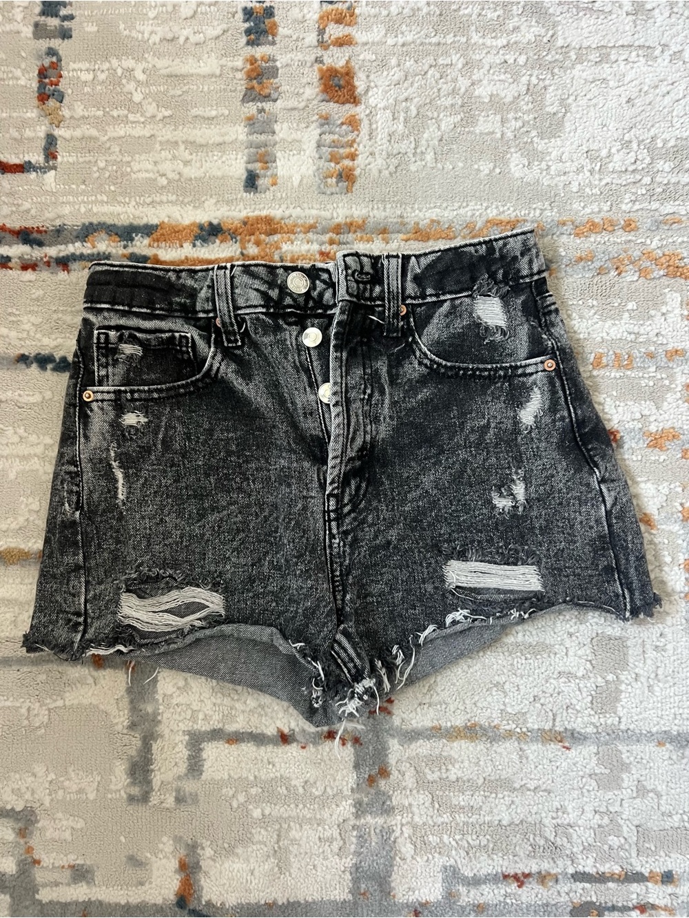 wild fable Distressed Black High-Rise Denim Shorts